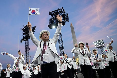 2024 Paralympics Opening Ceremony: Member of the South Korea delegation parade during the Opening Ceremony